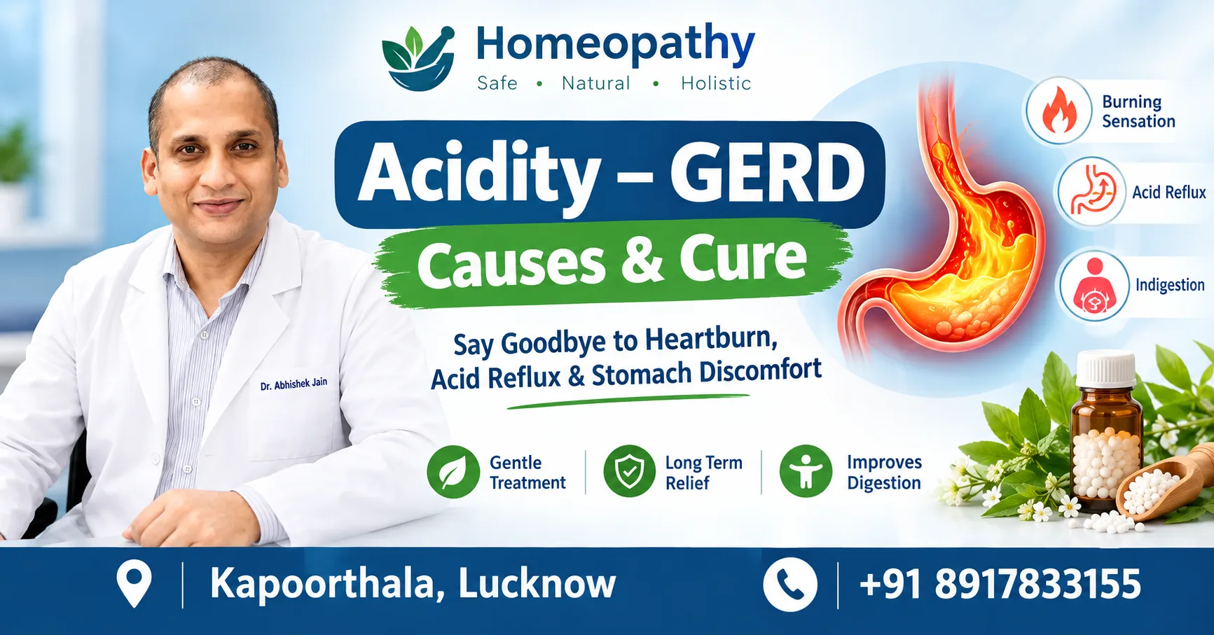 Acidity or GERD? Symptoms, Causes & Homeopathic Treatment in Lucknow